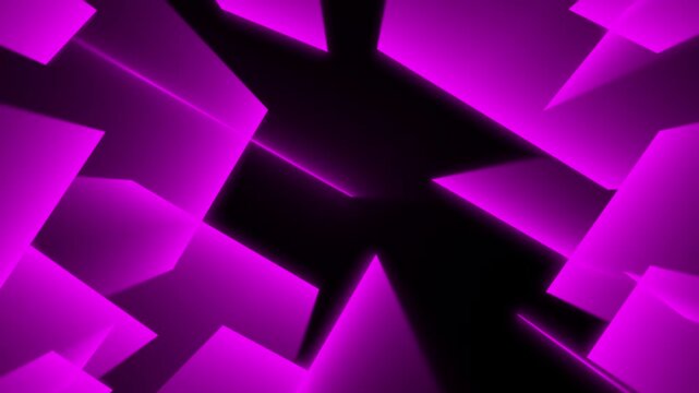 Abstract futuristic purple glowing 3d geometric cubes moving on black background motion loop