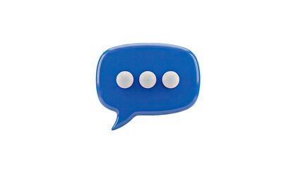 Fototapeta premium 3D Blue Speech Bubble with Three White Dots