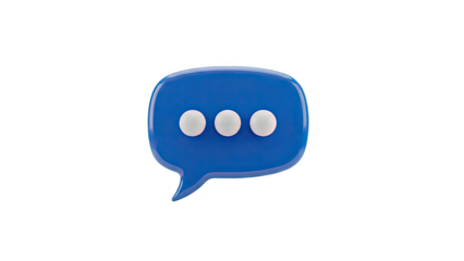 3D Blue Speech Bubble with Three White Dots