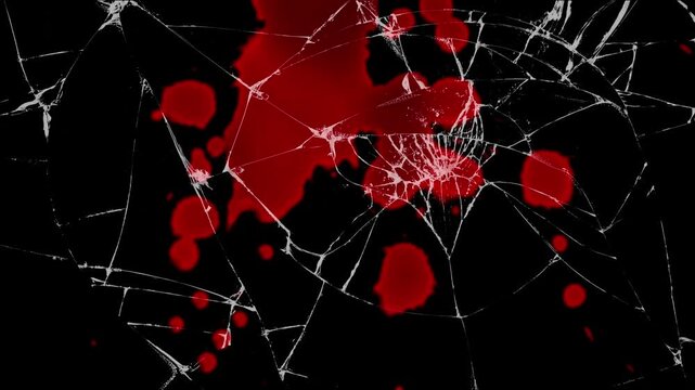 The gruesome result of a high-impact car crash as blood spreads across a shattered windshield. A powerful visual for road safety PSAs or cinematic accident scenes