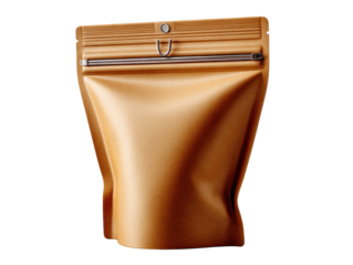 Earthy Elegance: A close-up view presents a modern, eco-friendly pouch with a resealable zipper, offering a glimpse of the innovative packaging solutions.