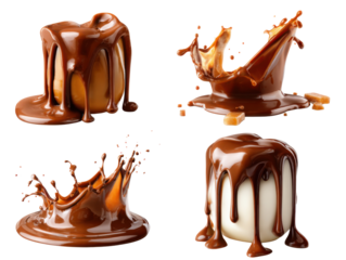 Delectable Chocolate Drizzle and Splashes: A symphony of liquid chocolate, captured in captivating droplets and luscious drizzles, creates an irresistible feast for the eyes and the sweet tooth. 