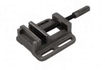 Metal drill press vise clamping tool on transparent background
