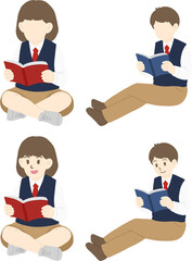 학생_교복_독서