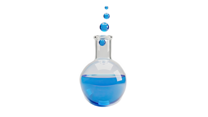 Blue Liquid Dropping into Laboratory Flask