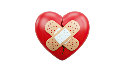 Broken Heart Being Mended with Bandages