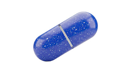 Blue speckled capsule with silver band