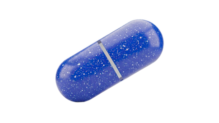 Blue speckled capsule with silver band