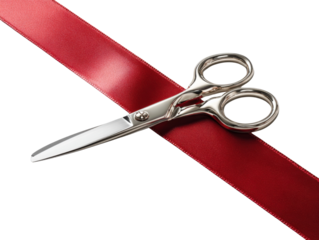 Red Ribbon Cutting Ceremony: The anticipation builds as a shiny scissor is poised to cut a vibrant red ribbon, a symbol of new beginnings and grand openings.