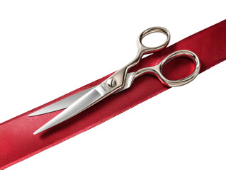 Cutting the Ribbon: A pair of scissors poised to cut a vibrant, red ribbon, symbolizing new beginnings, grand openings, and momentous occasions.