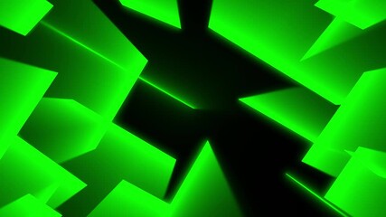 Abstract futuristic green glowing 3d geometric cubes moving on black background motion loop - Powered by Adobe