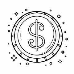Hand Drawn Dollar Coin Icon - Finance and Money Symbol