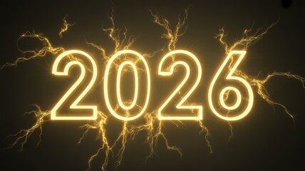 Energetic 2026 New Year Countdown with Striking Lightning and Bold Typography for Dynamic Visual Impact