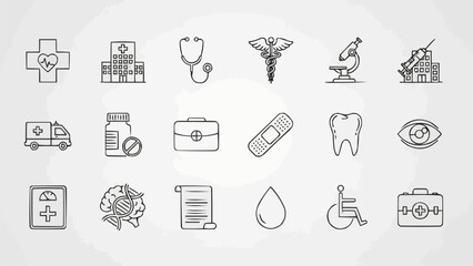 Naklejka premium Collection of Medical and Healthcare Icons.