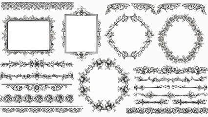 Obraz premium Collection of ornate vintage decorative borders and frames.