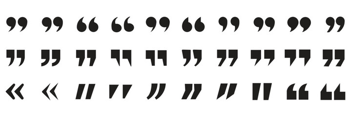 Set of quote mark icons isolated on white background.Quotation marks.Black quotes icon collection © top3