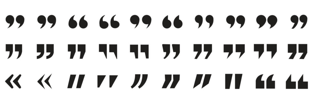 Set of quote mark icons isolated on white background.Quotation marks.Black quotes icon collection