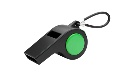 Black Whistle with Green Accent and Lanyard