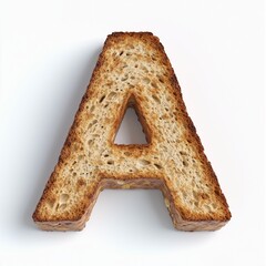Loaf bread with dry edges in the shape of the letter A for children's food, isolated white