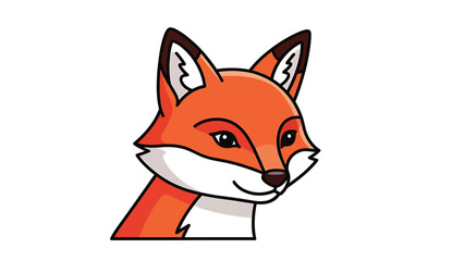Obraz premium Charming cartoon fox portrait with orange fur and attentive gaze, looking friendly.