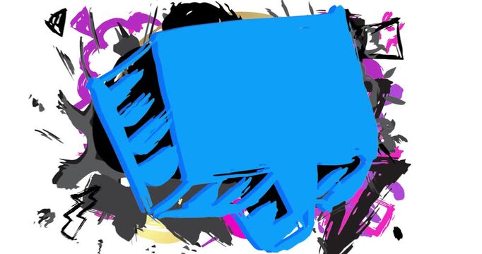 Graffiti speech bubble animation. Abstract modern Messaging sign street art decoration video, Discussion icon performed in urban painting style.