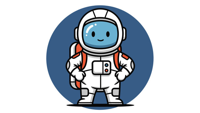 Cute astronaut character standing confidently in space suit, ready for adventure and exploration.