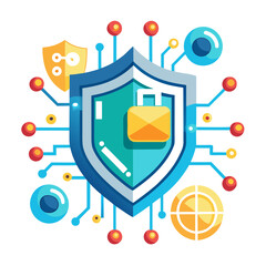 Cyber Security Shield Icon Illustration