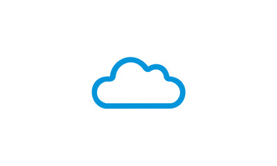 Obraz premium Simple Blue Cloud Outline Icon on White Background.