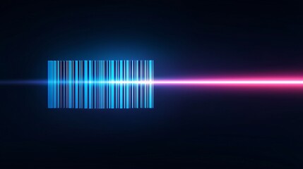Barcode Scanning: A vibrant barcode illuminated by a vivid beam of light, symbolizing modern technology and efficient data processing.