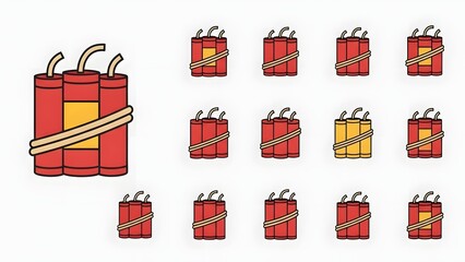 Bundles of dynamite with fuses for explosive uses