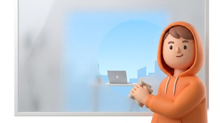 3D Character Cleaning Digital Screen