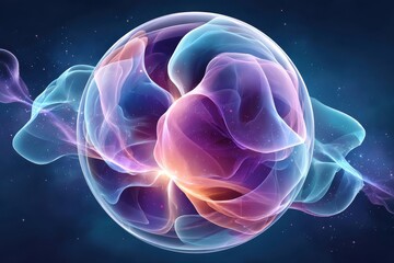 Abstract neural energy core: glowing sphere of vibrant colors representing neural activity and innovation