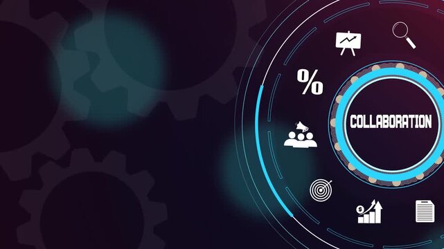 Strategic team collaboration motion graphics featuring partnership symbols for professional office projects.