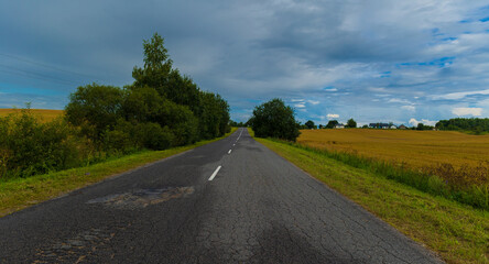 Fototapeta premium Bad weather, views of the road highway, clouds and darkness.