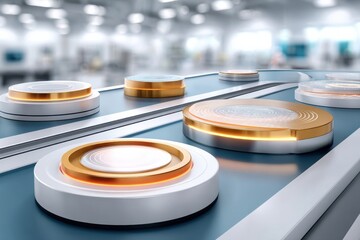 Smart factory technology concept with modular platforms, digital dashboards, and connected devices