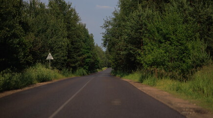 views of the road highway on a sunny day in summer. 