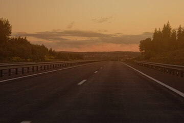 Fototapeta premium evening views of the road highway on a sunny day in summer. 