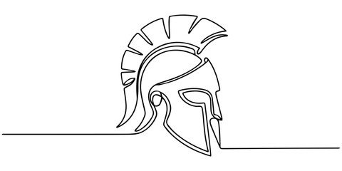 spartan helme Spartan warior helment outline drawing illustration. one continuous line drawing of roman knight headgeart eps Continuous one line drawing of spartan helmet. Medieval, greek, roman, trad