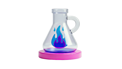 Flaming Flask on Pink Stand - Science Concept