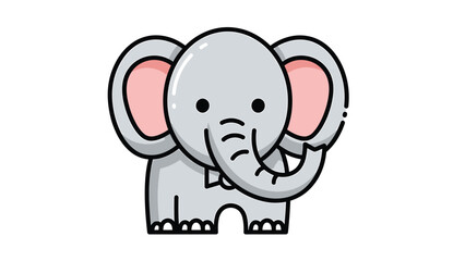 Fototapeta premium Cute cartoon elephant illustration with big ears and trunk standing proudly.
