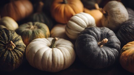 A Colorful Harvest of Pumpkins - A Festive Autumn Display.