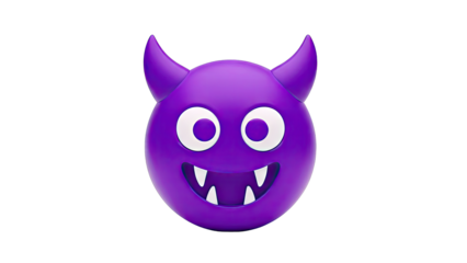 Purple Devil Emoji with Horns and Fangs