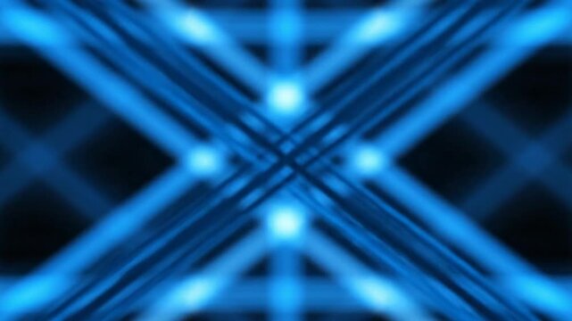Abstract blue lines cross and create a geometric and symmetrical pattern with a futuristic and technological vibe.