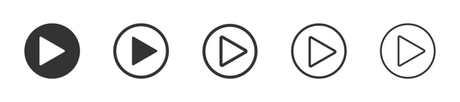 Play button vector flat icons set