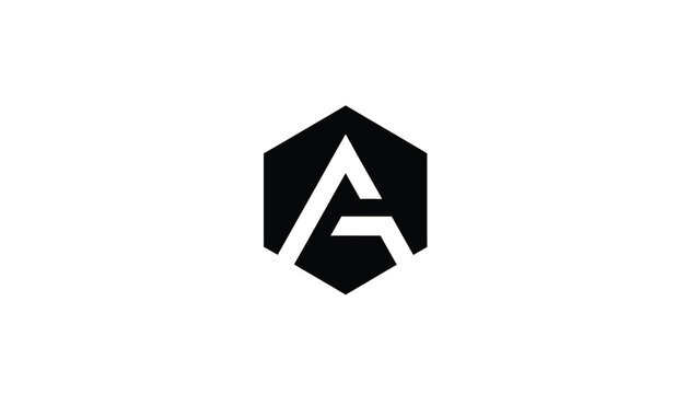 Geometric logo design featuring the letter A within a hexagon shape, modern and minimalist.