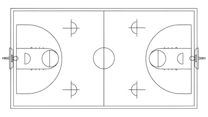 Minimalist basketball court floor plan for sport strategy © MDMAHAMUDUL HASAN