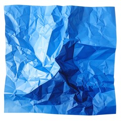 Vivid close-up of a crumpled, two-toned blue paper sheet