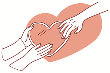 Heart in Hands Icon Symbolizing Compassion, Love, and Humanitarian Social Work
