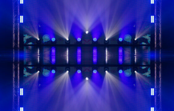 Abstract texture background for design. Stage light and smoke on stage, lighting and spotlights.	