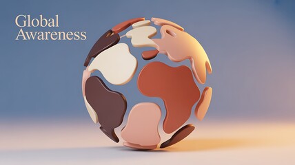 Abstract multicolored globe with text global awareness in gradient background